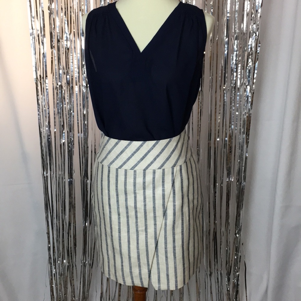 Striped Pencil Skirt w/ Crossover Detail